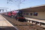45699 Galatea running through Carnforth with a test train of four coaches, 16 April 2013